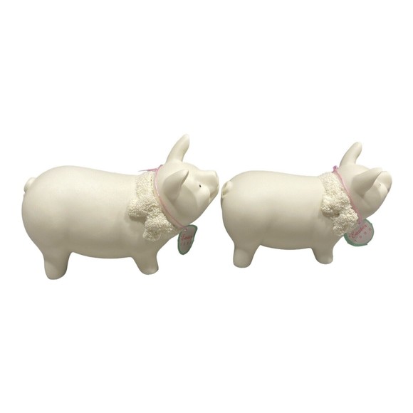 Vintage Department 56 Easter 1998 Set of 2 Pig Figurines #23773 & 23774 - Picture 3 of 8